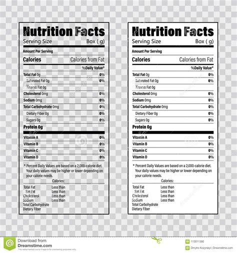 Nutrition Label Template Excel